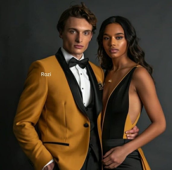 Traje color mostaza hombre sale