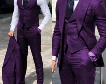 Men Suit Purple Three Piece Men Suit for Wedding, Engagement, Prom, Groom wear and Groomsmen Suits All Color Available