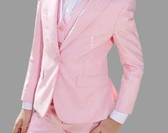 Kid's Boy's Stylish Light Pink Suits, Boys Elegant 3 Piece Suits, Toddler Suits, Wedding Wear Suits, Groom Wear Suits, Birthday Gifts