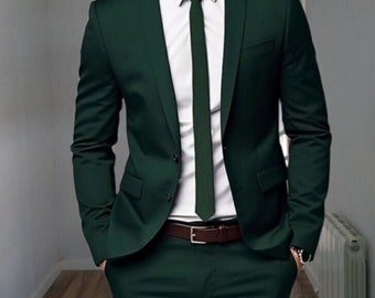 Men Dark Green Suit Green 2Piece Wedding Suit for Men Two Button Slim Fit Men Suit for Wedding Gift for Men Formal Suits