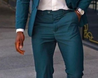 Men Suit Teal Blue Two Piece Men Suit for Wedding, Engagement, Prom, Groom wear and Groomsmen Suits All Color Available