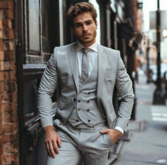 Traje clasico de tres piezas gris para hombre para bodas compromisos bailes de graduacion trajes de novio y trajes de padrinos de boda Etsy Espana