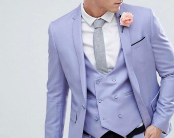 Men Suit Light Purple Three Piece  Mens Suit for Wedding, Engagement, Prom, Groom wear and Groomsmen Suits All Color Available
