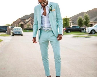 Man Mint Green 2-teiliger Anzug-Prom, Abendessen, Sommer, Party Wear Anzug-Hochzeitsanzug für Bräutigam & Trauzeugen-Maßanzug-Alle Farben erhältlich