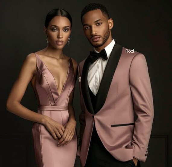 Abito da uomo elegante in tre pezzi rosa rosa Abito da uomo per matrimonio fidanzamento ballo