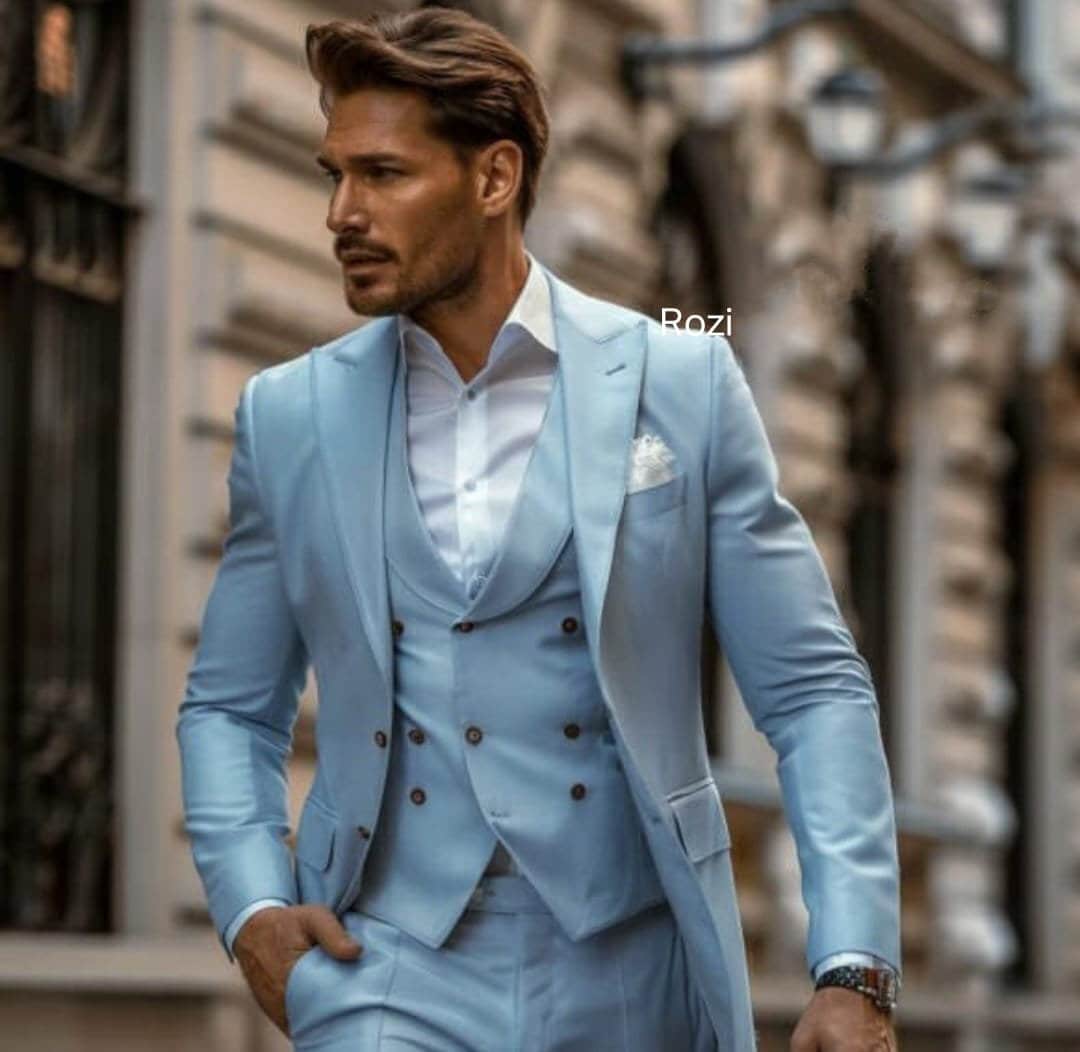 Blue grey wedding suit deals