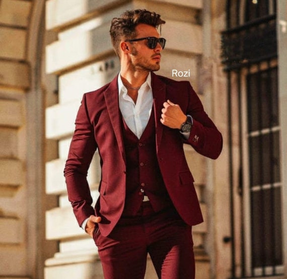Completo elegante rosso uomo clearance