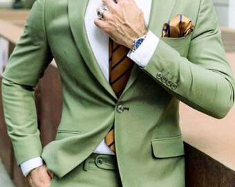 Men Light Green Suit For Men, Suits 2 Piece Slim fit Suits One Button Suits, Dinner Suit, Wedding Groom - Groomsmen Suit All Color Available