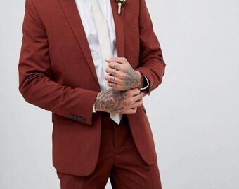 Men's Suits Rust 2 Piece Wedding Suits Groom Wear Suit Party Wear Suit For Men Dinner Suit New Arrival Formal Suit All Color Available