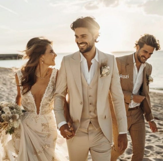 TRAJE PARA HOMBRE Traje color crema Traje de boda para hombre Traje de tres piezas Regalo Traje ajustado Trajes de aniversario para hombre Todos los colores disponibles Etsy Espana