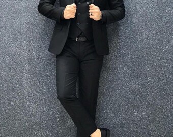 Men Suits, Suits for Men Black 3 Piece tuxedo wedding suit/ formal fashion suits, slim fit suit, prom wear