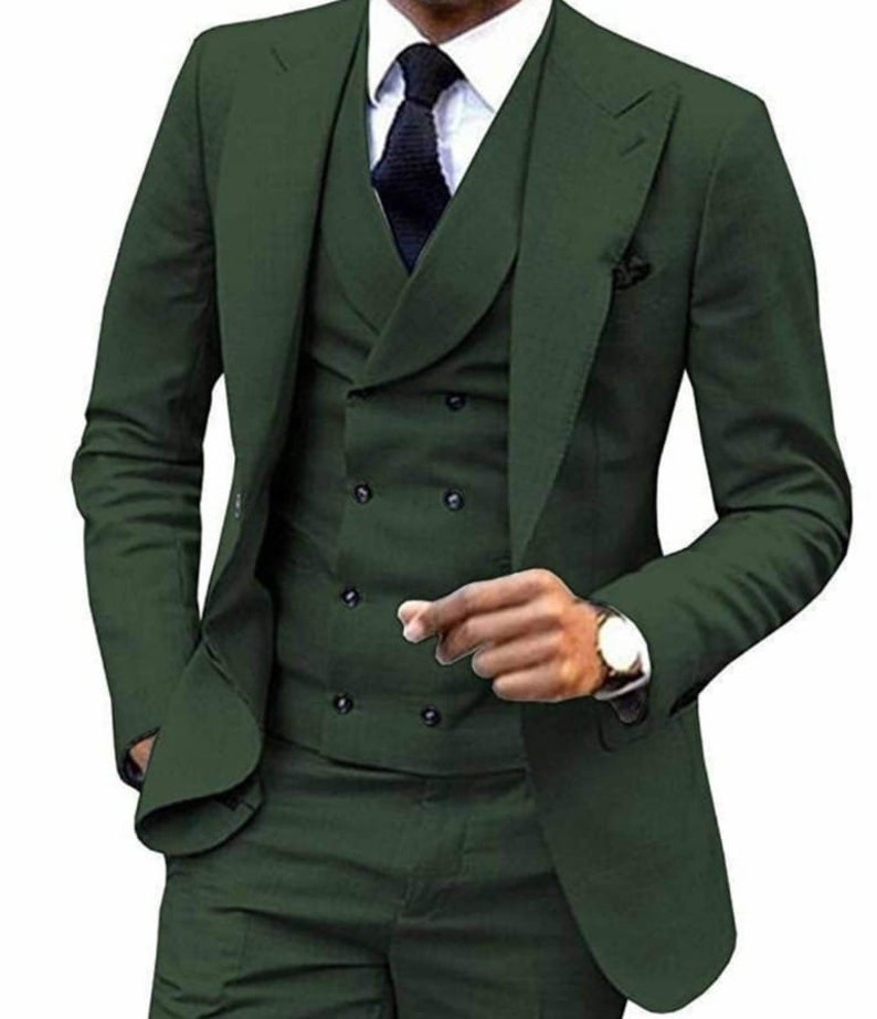 Men Green 3 Piece Suits Wedding Suit Grooms Wear Suit One Button Suit Party Wear Suit For Men Dinner Suit Event Wear 3 piece suits. image 1