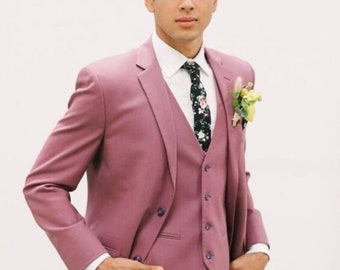 Men Suit Wear Rose Pink Three Piece Men Suit for Wedding, Engagement, Prom, Groom wear and Groomsmen Suits All Color Available