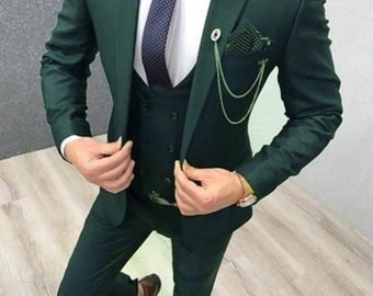 MEN GREEN SUITS, Three Piece Men Suit for Wedding, Engagement, Prom, Groom wear and Groomsmen Suits All Color Available