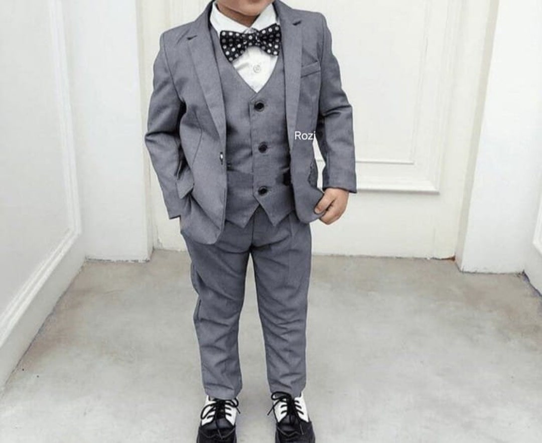 Boys Gray Suits Kid's Boy's Stylish Wedding Suit Etsy