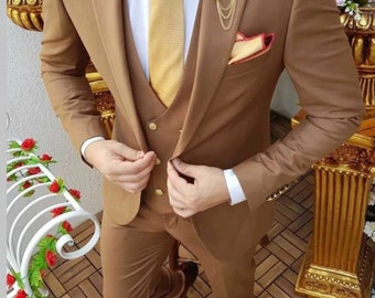 Man’s Brown Suit Wedding Suit Grooms Wear Suit 3 Piece Suit One Button Event Party Wear Suit For Men Dinner suit New arrival suit.