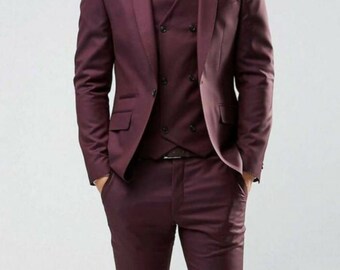 Suits For Men Burgundy, Slim Fit Suits, Men Suits 3 Piece, Dinner Suits, Wedding Groom Suits, Bespoke For Men-