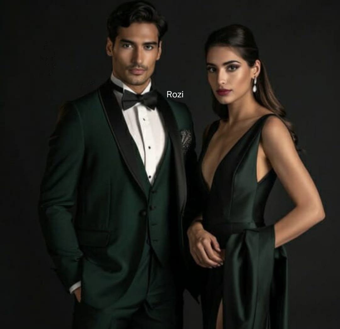 One Button Bespoke Formal Dinner Suit For Boys - Dark Green