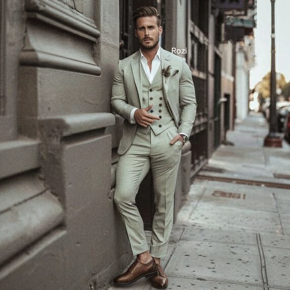 Costume trois pieces elegant vert clair pour homme Costume homme pour mariage fiancailles bal de promo tenue de marie et costumes de garcon d honneur toutes les couleurs disponibles Etsy Canada