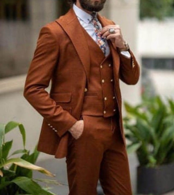 Evo Rust Brown Slim Fit Wool Suit – BRABION
