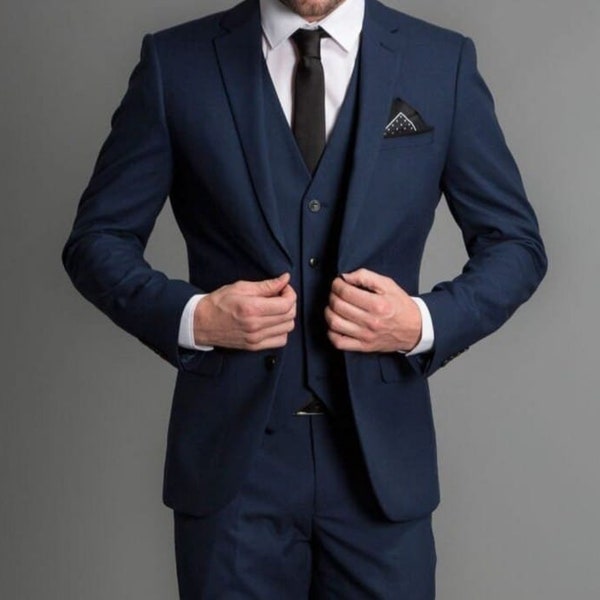 Man suit-Navy Blue 3 piece suit-dinner, summer, prom, party wear suit-wedding suit for groom & groomsmen-bespoke suit-men's rust suits