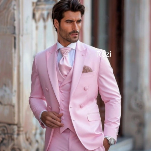 Men Light Pink Suit Men Wedding Wear Gift Suits Men Wedding Luxury Suit Men Dinner Groom’s Suit - Slim Fit Suit Elegant 3 piece Suits