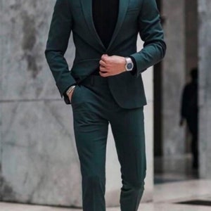 Men Green Two piece Suits Wedding Suit Grooms Wear Suit Piece Suit One Button Event Party Wear Suit For Men Dinner suit New arrival suits image 1