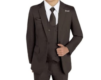 Boys Wear Brown Suits 3 Piece Slim Fit Stylish Wedding Suit Boy's Suit Kid's Clothing Toddler Suits Hand Made Suits Boy's Party Wear Suit