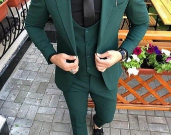 Men Suit Slim Fit Stylish Three Piece Green Mens Suit for Wedding, Engagement, Anniversary, Prom, Groom Wear And GroomsMen Suit Slim Fits