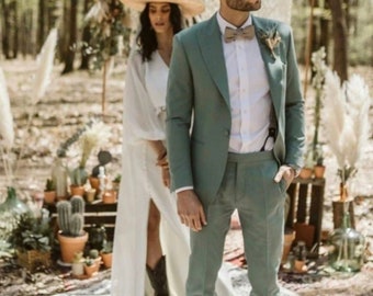 Abito premium da uomo, abito in 2 pezzi verde salvia, abiti da sposa, abito da sposo e testimoni dello sposo, abito da festa, regali per gli uomini, abiti eleganti e alla moda,