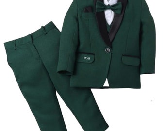 Kid's & Boy's Suit Slim Fit Green Suit 3 Piece Suit Wedding Wear Boy Suit Party Wear Suits Birthday Gifts Suits