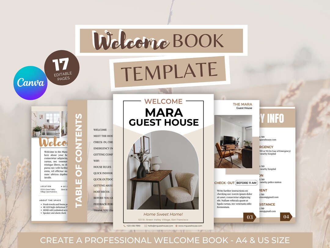 Airbnb Book Template Guest Book Canva Template Etsy