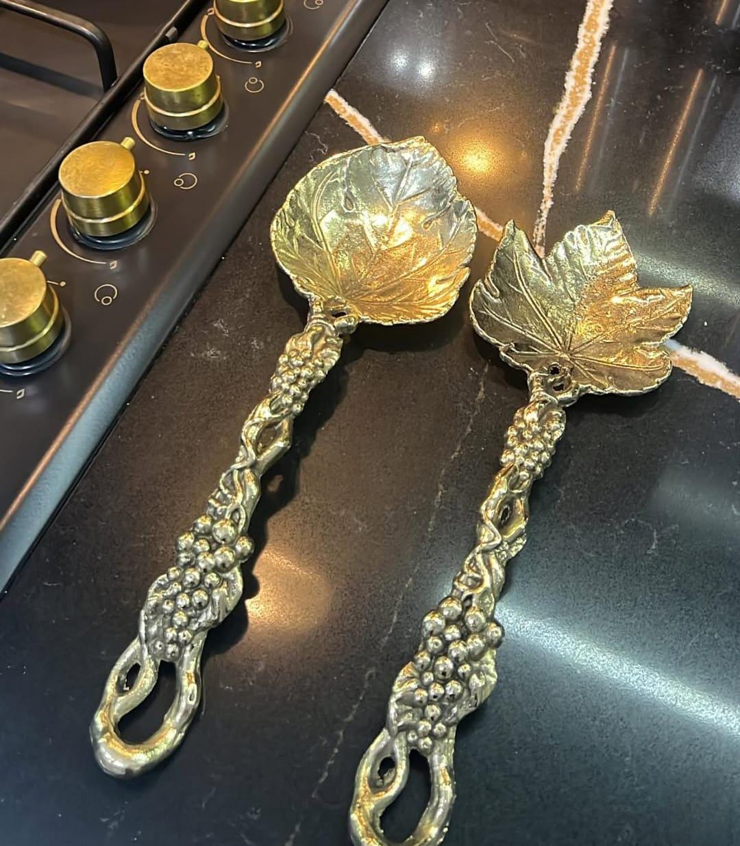 Vintage Gold Brass Wall-mounted Decorative French Spoons,leaf Shaped ...