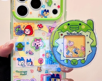 Tamagotchi Green MAGSAFE iPhone Case with Accessory, Kawaii Y2K Cute Aesthetic Cover for iPhone 17 16 15 14 13 Pro Max, Gift for Her