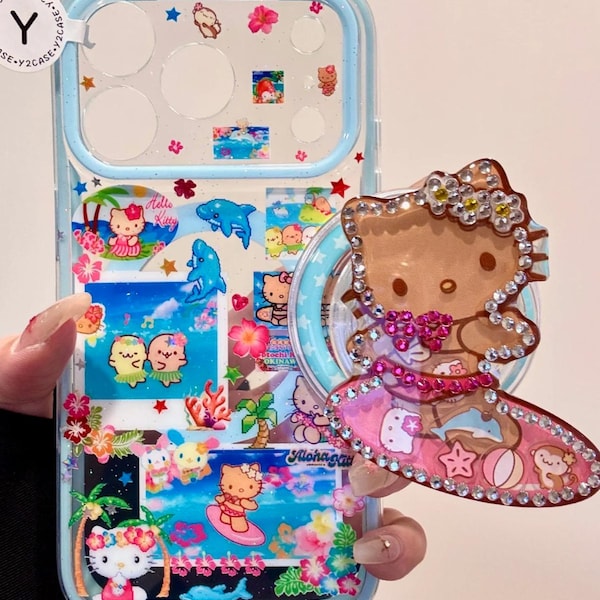Hello Kitty Blue MAGSAFE Phone Case with Accessory, Kawaii Y2K Cute Cover for iPhone 17 16 15 14 13 Pro Max, Gift for Her Bestie Now