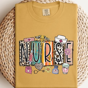 Comfort Colors Nurse Shirt, Nurse Life Shirt, Nurse Gift, Gift For Nurse, Nurse Week, Nursing School Tee, Leopard Print Nurse Western Shirt