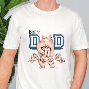 Comfort Colors Personalized Dad Raised Fist Bump T-Shirt, Custom Kid Names Gift For Daddy, Father&#39;s Day Gift, Dad Hand Kids Matching Tshirt