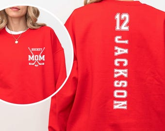 Custom Hockey Mom Sweatshirt, Personalized Player Name and Number Sweatshirt, Game Day Hockey Hoodie, Mother's Day Gift