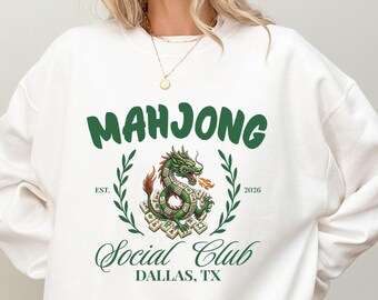 Mahjong Sweatshirt, Mahjong Social Club Sweatshirt, Custom Mahjong Group Sweat, Trendy Game Gift Mahjong Night Sweater