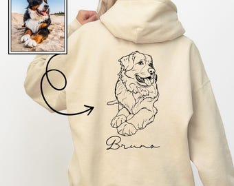 Custom Dog Photo Hoodie, Personalized Sweatshirt With Photo, Sketch From Photo Hoodie, Dog Mom Owner Gift Hoodie