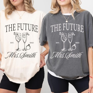 Future Mrs. Shirt Custom Comfort Colors Bride to Be Shirt, Personalized Engagement Gift For Her Shirt, Mrs. Bride Fiancee Gift T-shirt
