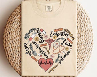 Comfort Colors Love Nurse Shirt, Nurse T-Shirt, Nurse Tees, Cute Nurse Shirts, Nurse Appreciation Gift, Nurses Week Gift,New Nurse Gift Tee