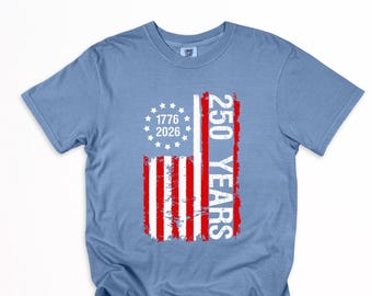 Comfort Colors Usa 250 Shirt, Celebrate 250th Anniversary Usa Flag Tee, 4th of July Patriotic Gift Independence Day T-Shirt