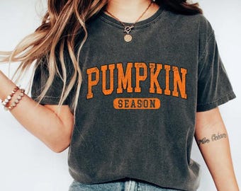 Comfort Colors Pumpkin Season Shirt, Halloween Fall Shirt for Women, Retro Thanksgiving Gift Tee, Cute Autumn Pumpkin Spice Comfort Tee