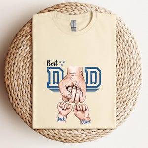 Personalized Dad Raised Fist Bump T-Shirt, Best Dad Shirt, Custom Kid Names Gift For Daddy, Father&#39;s Day Gift, Dand Hand With Kid Name