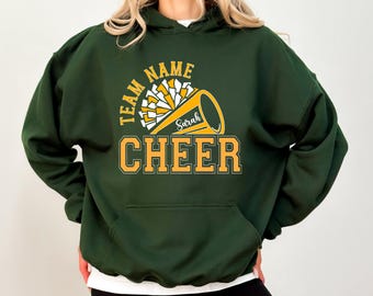 Custom Cheer Team Name Hoodie, Personalized Cheer Mom with Name Sweatshirt, Cheer Squad Competition Sweatshirt, School Mascot Gift Sweater