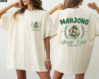 Comfort Colors Dragon Mahjong T-Shirt, Social Club Custom Mahjong Team Shirt, Game Night Tee