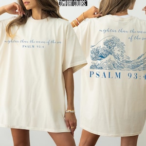 Comfort Colors Psalm 93:4 Mightier Than The Waves Of The Sea Shirt, Christian Bible Verse Religious Tee, Beach Faith  Religious Gift T-shirt
