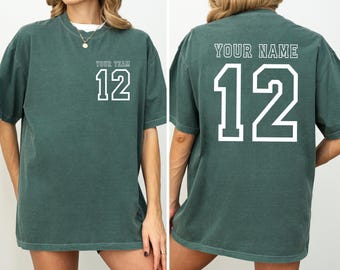 Custom Comfort Colors Shirt, Name and Back Number Personalized Sports Shirt, Your Sport Team Your Name Shirts, Customized Text Number Tees