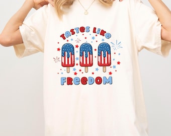 Tasted Like Freedom Shirt, Comfort Colors Independence Day T-shirt, Ice Creams Taste Like Freedom T-Shirt